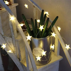 Star LED Fairy Lights, 20 Stars, Warm White, 230cm, Battery