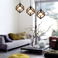 Nordic Geometric Cube Pendant Light Iron E27