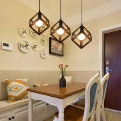 Nordic Geometric Cube Pendant Light Iron E27