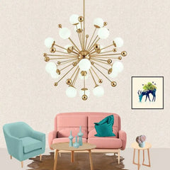 Nordic Art Deco Dandelion Chandelier Iron Glass 3 Sizes LED