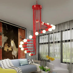 Nordic Spiral Chandelier Polished Iron Black White Red 2 Sizes