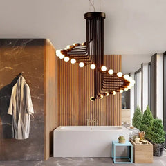 Nordic Spiral Chandelier Polished Iron Black White Red 2 Sizes