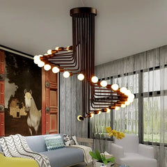 Nordic Spiral Chandelier Polished Iron Black White Red 2 Sizes