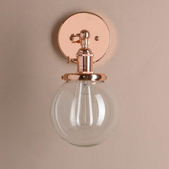 Rose Copper Wall Light Glass E27 180° Arm Rotary Switch Hand-Assembled