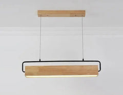 Adjustable LED Pendant Light Iron Wood Height-Adjustable Cool Warm White