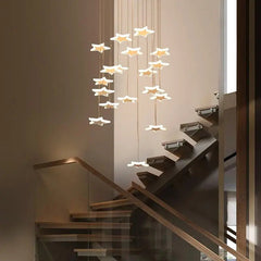 Star Chandelier with Clear Glass and Polished Steel