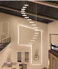 Star Chandelier with Clear Glass and Polished Steel