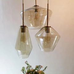 Glass Pendant Light E27 Clear Cognac 3 Sizes IP44