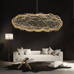 Art Deco Starlight Dotted Cloud Pendant Light Iron Gold White
