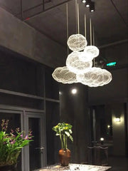 Art Deco Starlight Dotted Cloud Pendant Light Iron Gold White