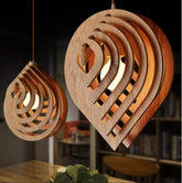 Art Deco Pendant Light Wood Metal E27 IP44 30×35 cm