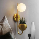 Nordic Plant Wall Light Iron Glass E27 23×56 cm Gold Black