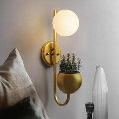 Nordic Plant Wall Light Iron Glass E27 23×56 cm Gold Black