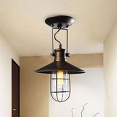 Industrial Vintage Ceiling Light Black Patinated Metal E27