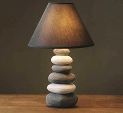 Ceramic Stacked Stone Table Lamp with Fabric Shade