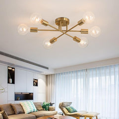 6-Arm Industrial Ceiling Light Gold 6×E27 40W