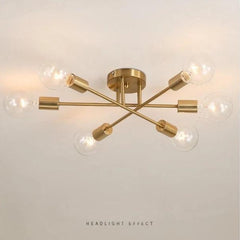 6-Arm Industrial Ceiling Light Gold 6×E27 40W