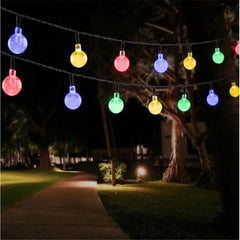 Solar LED Globe String Lights, 20 LEDs, 5m, IP44, Warm White & Multicolour