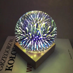 Art Deco Crystal Globe Night Light Glass Wood LED 3W 4 Patterns