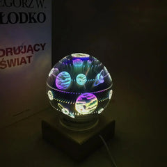 Art Deco Crystal Globe Night Light Glass Wood LED 3W 4 Patterns