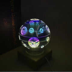 Art Deco Crystal Globe Night Light Glass Wood LED 3W 4 Patterns
