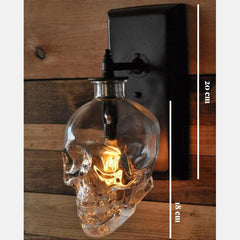 Skull Wall Light Glass Skull Shade Black Powder-Coated Metal E27 Max 40W