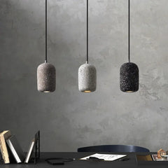 Terrazzo Cylinder Pendant Light Stone Metal E27 Black White Grey