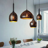 Matte Black Artistic Pendant Light E27 IP65 — 7 Shapes, 3000K LED Included