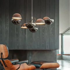 Black Chrome Mirror Ball Pendant Light E27 8-Head Dimmable