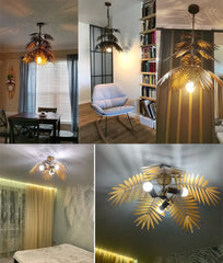 Sculptural Leaf Metal Pendant Light E27 Brown — Ø65cm