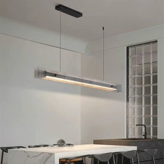 Ribbed Glass Linear LED Pendant Light — S/M/L, Dimmable Option