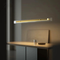 Ribbed Glass Linear LED Pendant Light — S/M/L, Dimmable Option