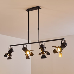 Industrial Spotlight Chandelier Black Metal Barn Doors 4×GU10