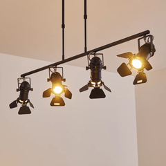 Industrial Spotlight Chandelier Black Metal Barn Doors 4×GU10