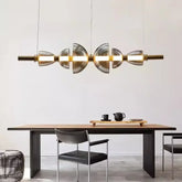 Gold Metal Glass Linear Pendant Light LED Modern Industrial 150cm