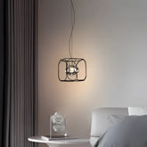 Geometric Metal Pendant Light Integrated LED Dimmable Black