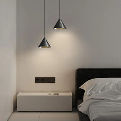 Cone — Metal Conical Pendant Light, E27, Black / Silver, Gold Interior