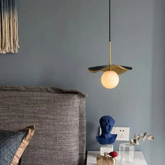 Gold Metal White Globe Pendant Light G9 Art Deco