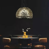 Steel Crystal Pendant Light E27 Gold Black — Semicircle & Round