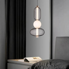Mesh Metal Pendant Light Glass Sphere E27 — Volta Ferro Orbis