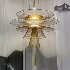 Geometric Metal Pendant Light 3-Light Black Gold S M L