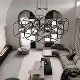 Geometric Industrial Metal Pendant Light Integrated LED Dimmable Black