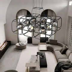Geometric Industrial Metal Pendant Light Integrated LED Dimmable Black