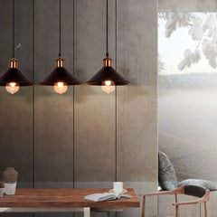 3-Light Vintage Industrial Pendant Light E26 Black Metal