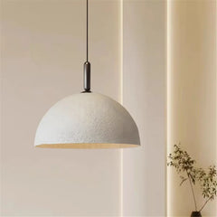 Textured Aluminium Half Dome Pendant Light E27 White Black