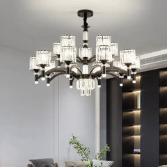 Black Metal Crystal Pendant Light E27 Dimmable