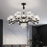 Black Metal Crystal Pendant Light E27 Dimmable