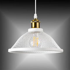 Industrial Cage Pendant Light E27 Metal Black White Gold Detail