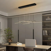 4-Light Linear LED Pendant Light E27 Black 131cm Bar