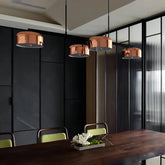 Rose Gold Linear Pendant Light 4 Shades E27 Metal Acrylic